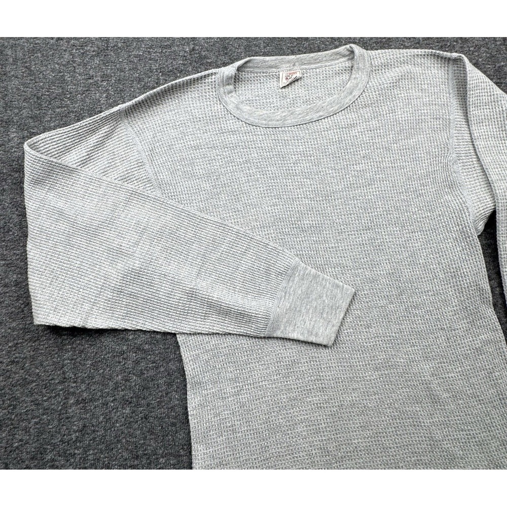 Vintage JE Morgan Thermal Long John Shirt Mens XL Gray Waffle Hunting USA
